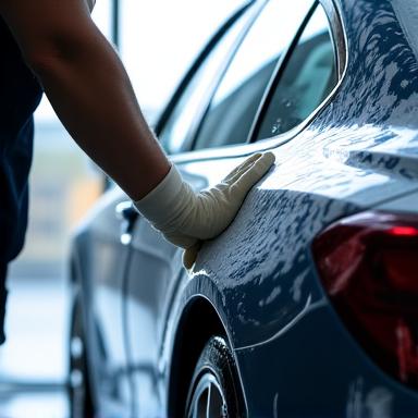 Fahrzeug wird schonend von Hand gewaschen